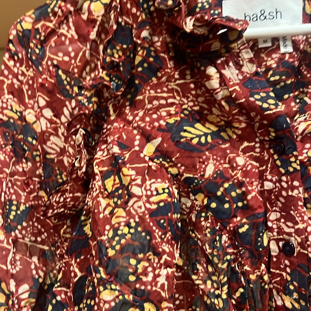 Bash Pullover Top With Burgundy Base. Small Flowe… - image 4